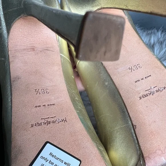 Ysl Yves Saint Laurent Gold Tribute Pump Heel - Picture 4 of 9